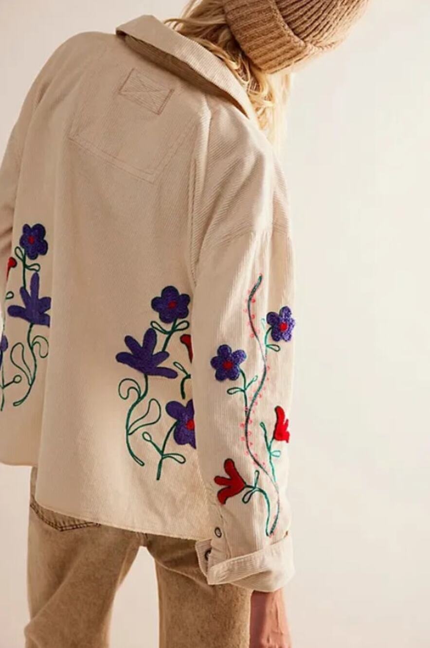 Free People We The Free Winter Bloom Pullover Jacket Women S Cream Floral $168 - Picture 1 of 7
